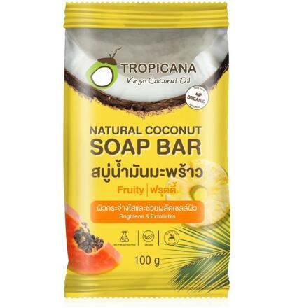 Натуральное кокосовое мыло Фруктовое с папаей и ананасом Tropicana 100 гр