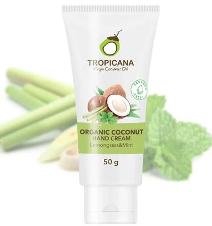 Кокосовый крем для рук с кокосовым и мятным маслом, аромат Лемонграсс и Мята Tropicana 50 гр
