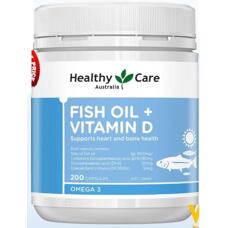 Омега 3 рыбий жир Витамин Д3 капсулы 1000 мг Healthy Care 200 шт