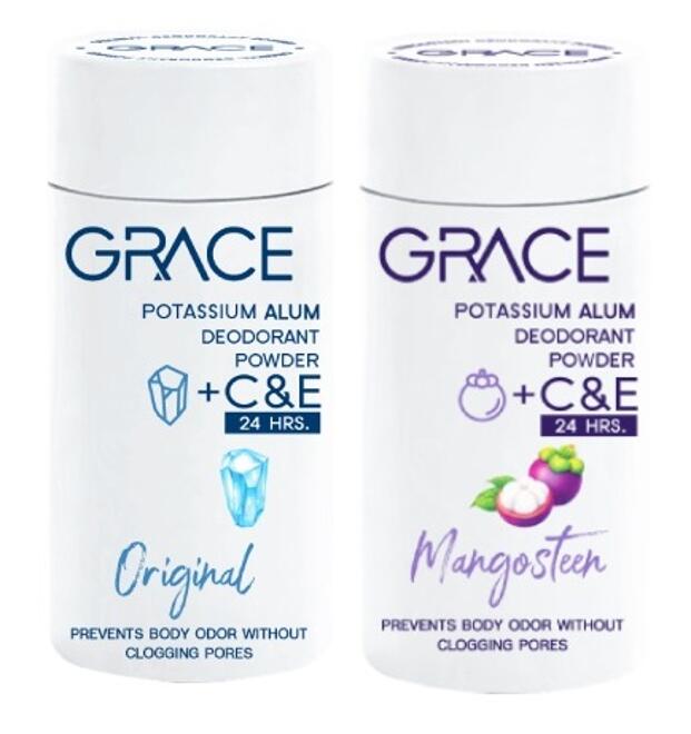Пудра дезодорант от пота с квасцами и витаминами Grace 35 гр 2 вида