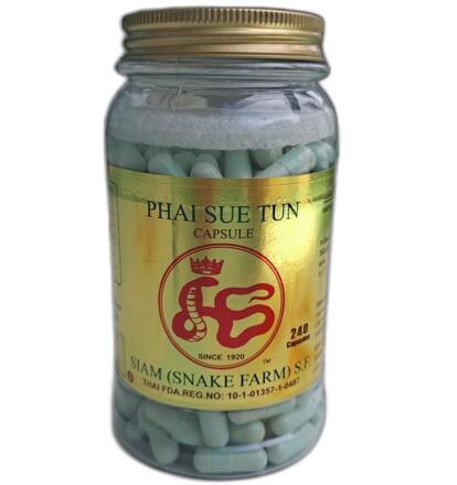 Змеиные капсулы для лечения и профилактики заболеваний сердечно сосудистой системы Phai Sue Tun 240 капсул