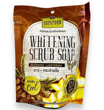 Мыло скраб в мочалке с мангостином или карамболой и тамариндом Supaporn 70 гр 2 вида