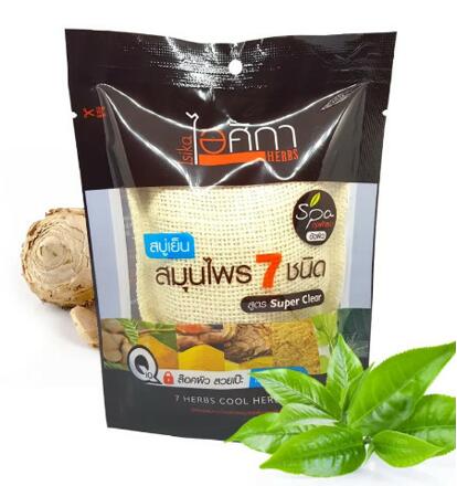 Спа мыло с куркумой, танакой или с 7 травами в мешочке из люфы Supaporn 70 гр 3 вида