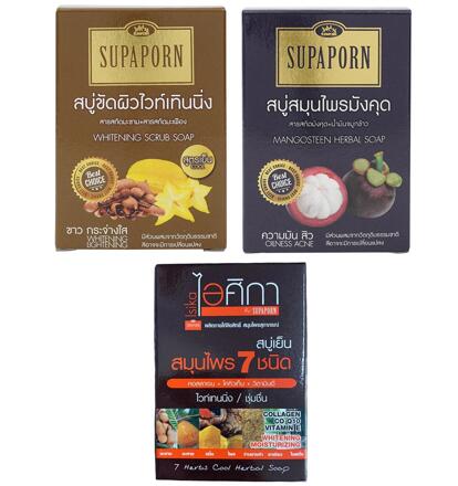 Мыло с мангостином, тамариндом и карамболой или 7 травами Supaporn 100 гр 3 вида