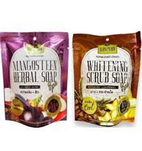 Мыло скраб в мочалке с мангостином или карамболой и тамариндом Supaporn 70 гр 2 вида