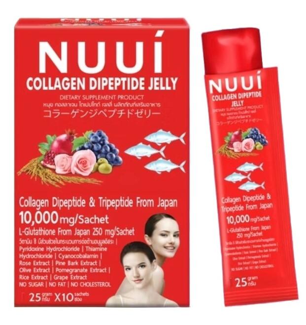 Коллаген 10000 мг в форме желе для поддержки кожи, волос и ногтей Nuui 6 шт