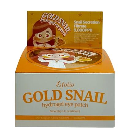 Золотые патчи с улиткой для питания кожи под глазами Esfolio 60 шт