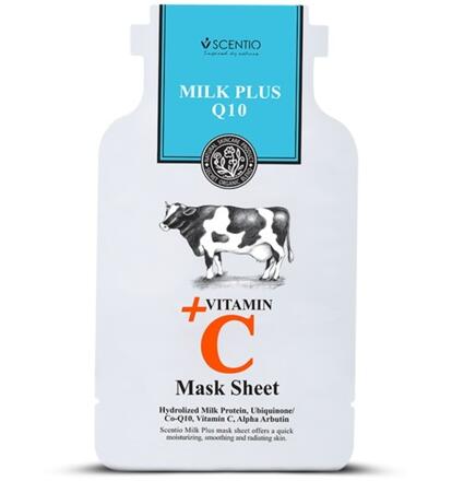 Тканевая маска с молочным протеином, Q10 и витамином С Scentio 1 или 10 шт