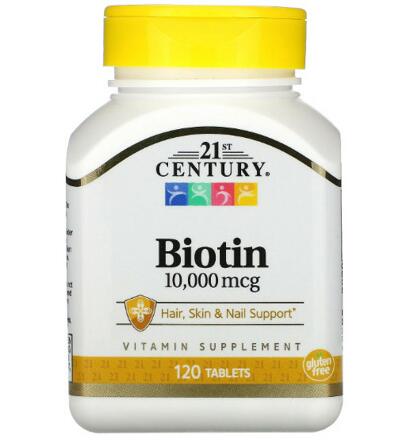 Биотин для волос, кожи и ногтей 10 000 мкг 21st Century 120 таблеток