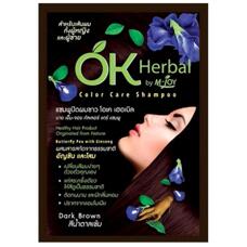 Безсульфатный оттеночный шампунь темно коричневый цвет OK Herbal 30 мл