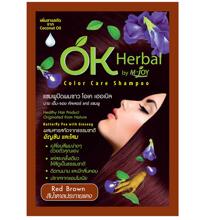 Оттеночный шампунь для волос красно-коричневый цвет OK Herbal 30 мл