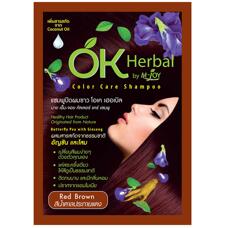 Оттеночный шампунь для волос красно-коричневый цвет OK Herbal 30 мл