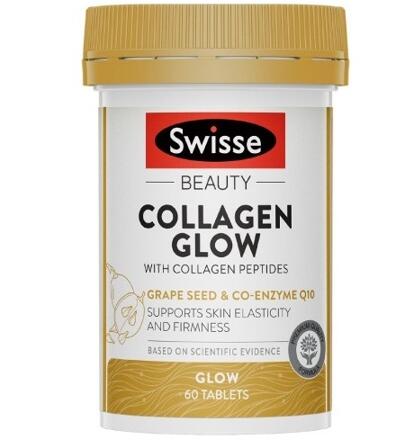 Коллаген с маслом из виноградной косточки и коэнзимом q10 в таблетках Swisse Collagen Glow 60 или 120 шт
