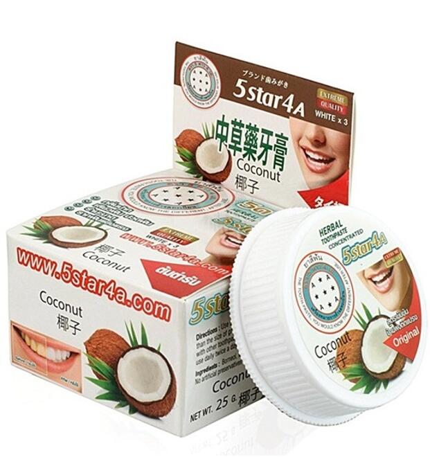 Круглая отбеливающая зубная паста со вкусом кокоса 5STAR 4A 25 гр